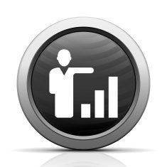Businessman icon on a round button N99