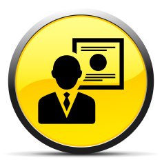 Businessman icon on a round button N101