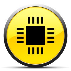 Computer Chip icon on a round button N8