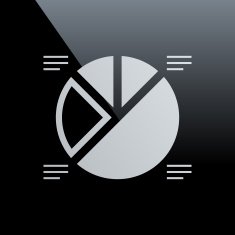 Pie Chart icon on a black background N10
