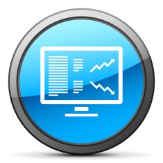 Computer Monitor icon on a round button N39