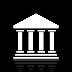 Bank icon on a black background N12