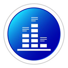 Bar Graph icon on a round button N104