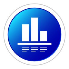 Bar Graph icon on a round button N105