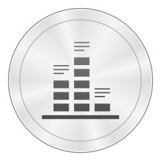 Bar Graph icon on a round button N107
