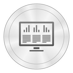 Computer Monitor icon on a round button N43