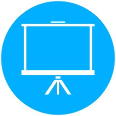 Projector Screen icon on a round button N23