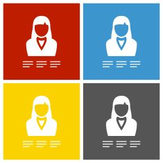 Businesswoman icon on square buttons N9