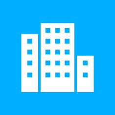 Office Building icon on a blue background N6