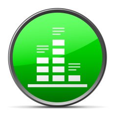 Bar Graph icon on a round button N113