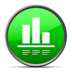 Bar Graph icon on a round button N114