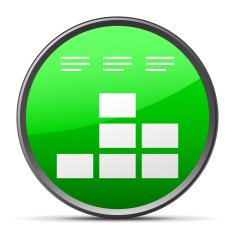 Bar Graph icon on a round button N115