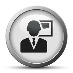 Businessman icon on a silver button N14