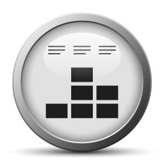 Bar Graph icon on a silver button N14