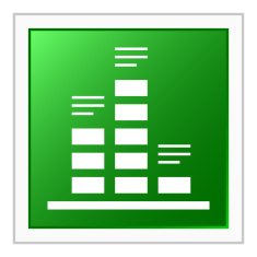 Bar Graph icon on a square button N59