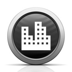 Office Buildings icon on a round button N7
