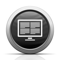 Computer Monitor icon on a round button N52