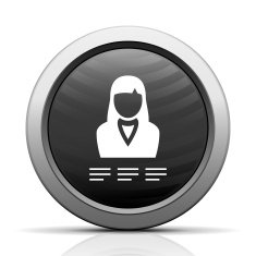 Businesswoman icon on a round button N34