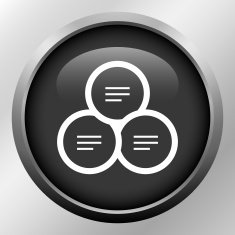 Venn Diagram icon on a round button N35