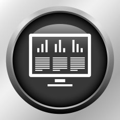 Computer Monitor icon on a round button N55