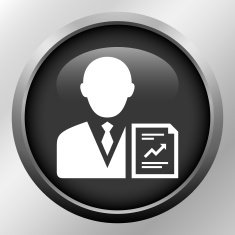 Businessman icon on a round button N132