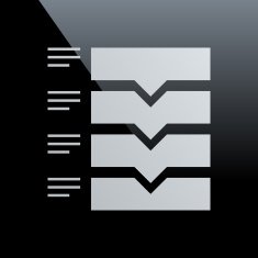 Flowchart icon on a black background N25
