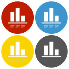 Bar Graph icon on circle buttons N24