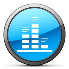 Bar Graph icon on a round button N131