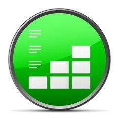 Bar Graph icon on a round button N134