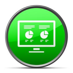 Computer Monitor icon on a round button N60
