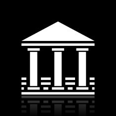Bank icon on a black background N14