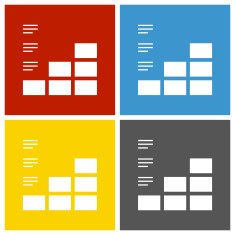 Bar Graph icon on square buttons N40