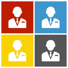 Businessman icon on square buttons N33