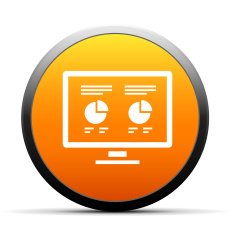 Computer Monitor icon on a round button N62