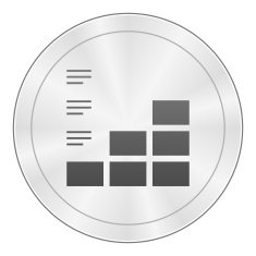 Bar Graph icon on a round button N140
