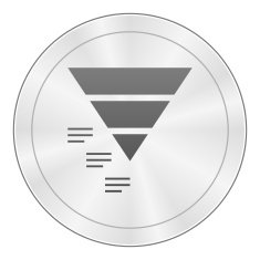 Pyramid icon on a round button N26