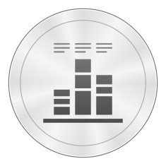 Bar Graph icon on a round button N141