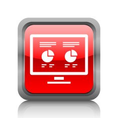 Computer Monitor icon on a square button N28