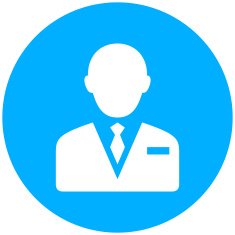 Businessman icon on a round button N146