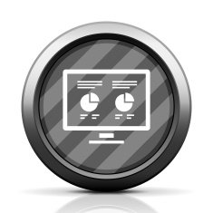 Computer Monitor icon on a round button N65
