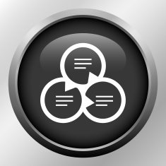 Venn Diagram icon on a round button N45