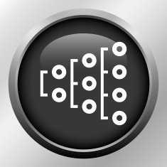 Flowchart icon on a round button N120