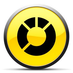 Donut Chart icon on a round button N64