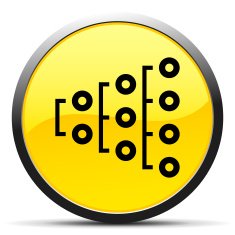 Flowchart icon on a round button N121