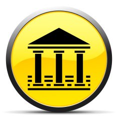Bank icon on a round button N64