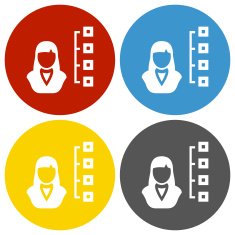 Businesswoman icon on circle buttons N9