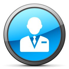 Businessman icon on a round button N156