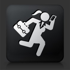 Black Square Button with Rushing & Calling Icon