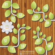 Green Vine Plants Infographic On A Wood Base