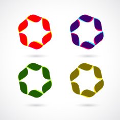 set of abstract color floral icon